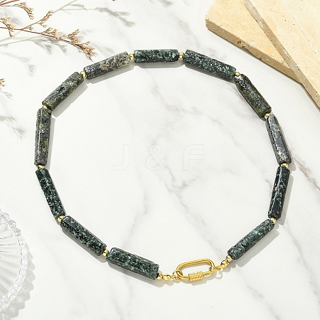 Natural Seraphinite Column Beaded Necklaces for Women NJEW-JN06228-1