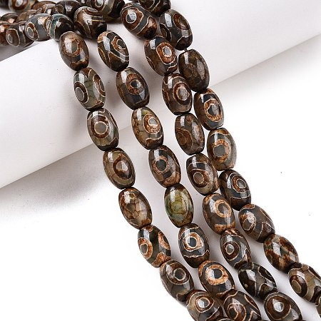 Natural Tibetan Agate 3-Eye Beads Strands G-T138-195A-1