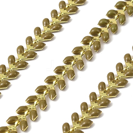 Brass Enamel Leaf Link Chains CHC-F021-02G-04-1