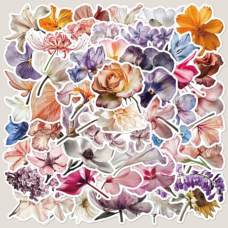 50Pcs Flower PVC Waterproof Stickers PW-WGE2CC9-01-1