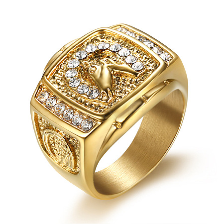 304 Stainless Steel Micro Pave Clear Cubic Zirconia Finger Rings for Men FS-WGEF432-05-1