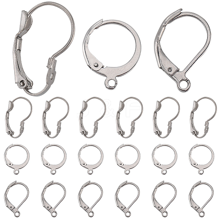 SUNNYCLUE 60Pcs 3 Styles 304 Stainless Steel Leverback Earring Findings STAS-SC0008-14-1