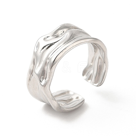 Non-Tarnish 304 Stainless Steel Twist Open Cuff Ring for Women RJEW-E063-24P-1