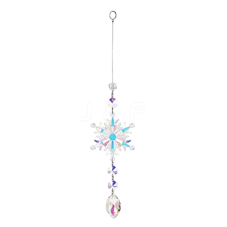 AB Color Glass Snowflake Pendant Decorations AJEW-Q144-02P-04-1