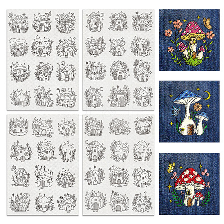 4 Sheets 11.6x8.2 Inch Stick and Stitch Embroidery Patterns DIY-WH0455-116-1