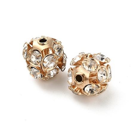 10mm Brass Crystal Rhinestone Beads KK-S519-01C-01G-1