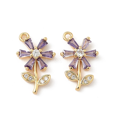 Brass Micro Pave Cubic Zirconia Pendants KK-C099-02G-01-1