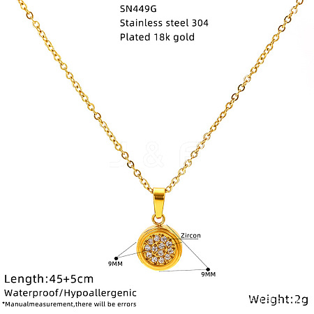 304 Stainless Steel Crystal Rhinestone Pendant Necklaces for Women WG594E0-05-1
