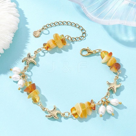 Natural Cultured Freshwater Pearl Beads Charm Bracelets BJEW-JB13767-01-1