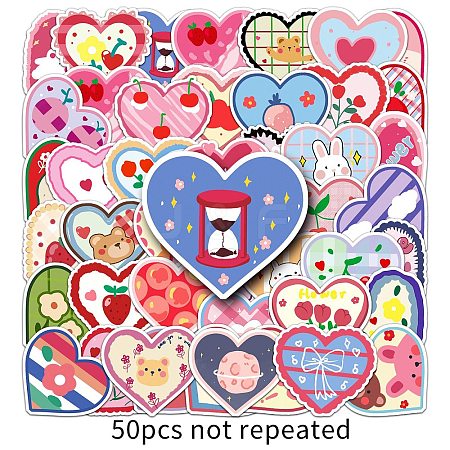 50Pcs Heart PET Waterproof Stickers PW-WG2DBD2-01-1