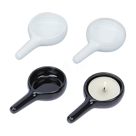 4Pcs 2 Colors Porcelain Candle Holder AJEW-PH0001-72-1