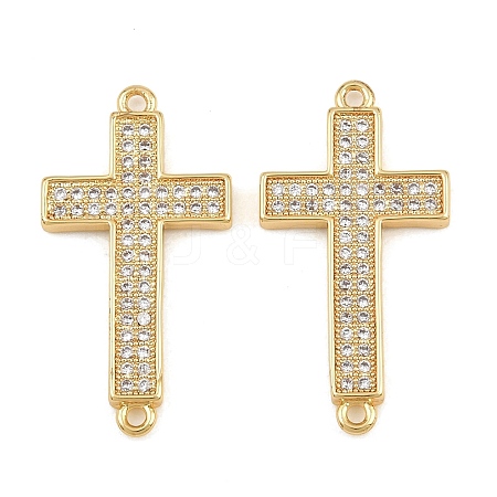 Brass Micro Pave Clear Cubic Zirconia Connector Charms CU-CBADC6C-07G-1