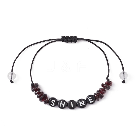 Natural Garnet Chip Braided Bead Bracelets BJEW-JB09608-05-1