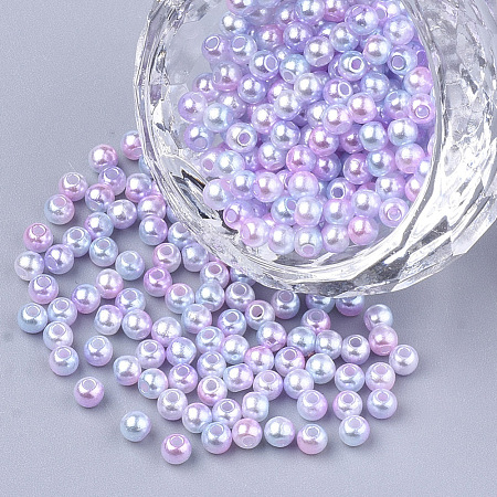 Rainbow ABS Plastic Imitation Pearl Beads OACR-Q174-4mm-01-1