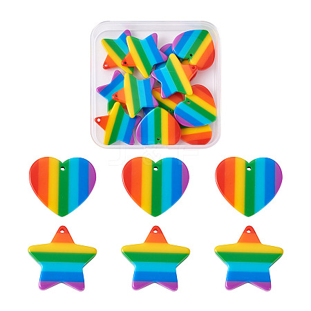 12Pcs 2 Style Plastic Stripe Pendants KY-YS0001-03-1