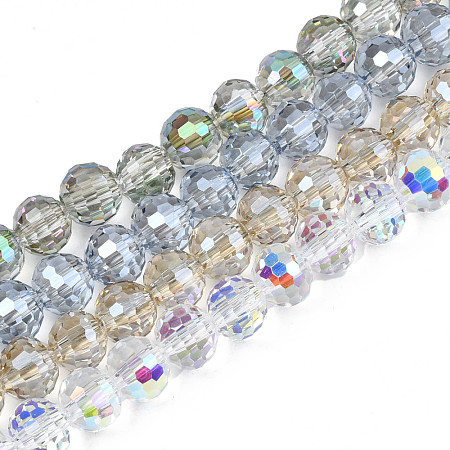 Electroplate Transparent Glass Beads Strands EGLA-N002-15-1