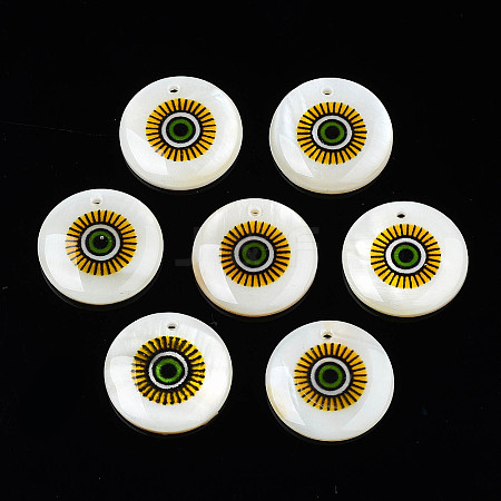 Printed Freshwater Shell Charms LS-SHEL-T009-20C-1
