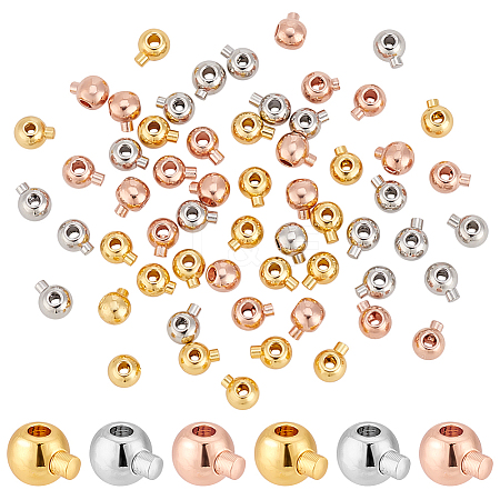   60Pcs 3 Colors Brass Crimp Beads KK-PH0006-32-1
