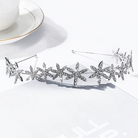 Wedding Bridal Flower Glass Rhinestone Hair Bands for Women Girls PW-WG76BCC-02-1