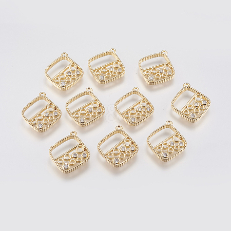 Brass Micro Pave Cubic Zirconia Charms KK-A144-039G-1