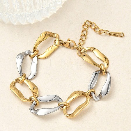 Two Tone 304 Stainless Steel Twisted Cable Chain Bracelets for Women BJEW-A169-08GP-1