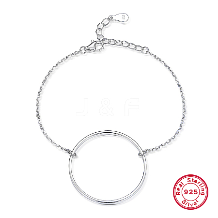 Anti-Tarnish S925 Sterling Silver Circle Ring Link Bracelet Fashion Trend for Unisex OM4570-2-1