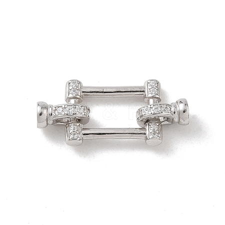 925 Sterling Silver Micro Pave Clear Cubic Zirconia Fold Over Clasps SE-CBAF1B0-04P-1