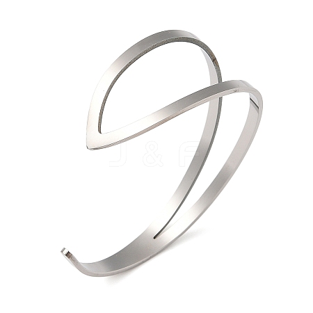 201 Stainless Steel Open Cuff Bangles for Women BJEW-M044-01P-1