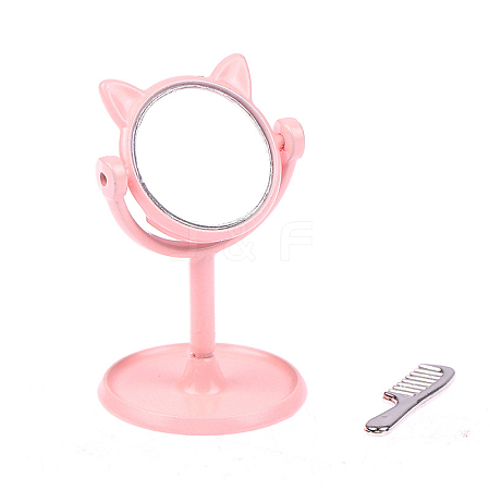 Miniature Cute Cat's Head Alloy Makeup Mirrors MIMO-PW0001-013A-1