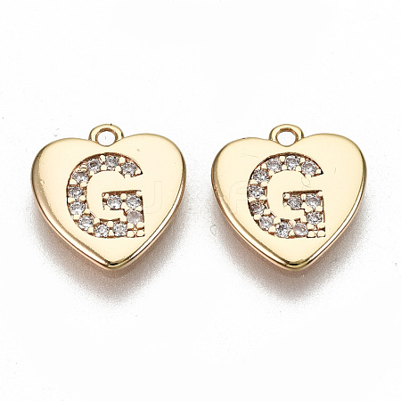 Brass Micro Pave Clear Cubic Zirconia Charms KK-N231-234G-NF-1
