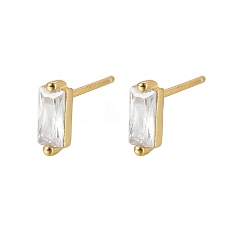 Cubic Zirconia Rectangle Stud Earrings FU7889-8-1