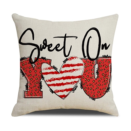 Valentine's Day Burlap Pillow Covers AJEW-M217-01A-1