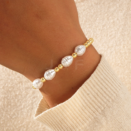 French Style Brass Round Beads Braided Bead Bracelets for Women CU2668-1