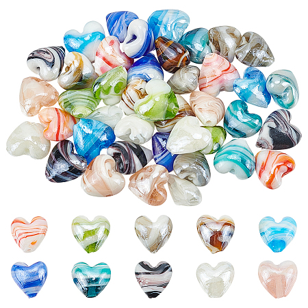 WADORN 50Pcs 10 Colors Handmade Lampwork Beads LAMP-WR0001-01-1