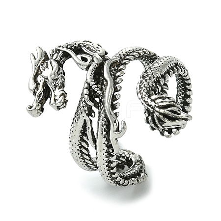 Dragon Alloy Wrap Open Cuff Rings RJEW-K275-21AS-1