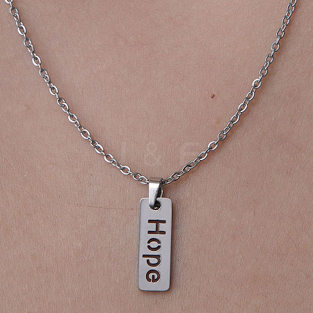 Non-Tarnish 201 Stainless Steel Word Hope Pendant Necklace NJEW-OY001-48-1