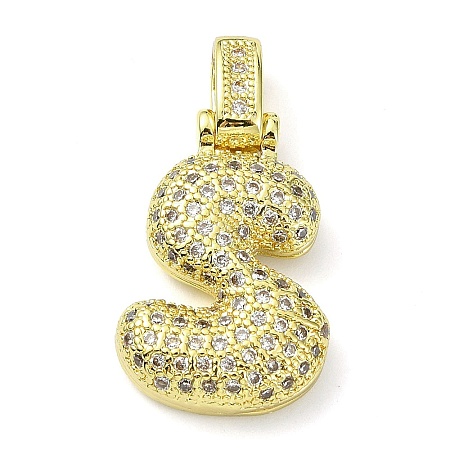 Brass Micro Pave Clear Cubic Zirconia Pendants X-KK-M279-01G-S-1