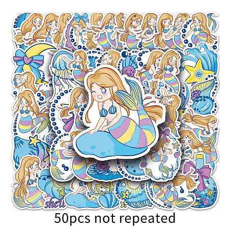 50Pcs Mermaid PET Waterproof Stickers PW-WGA3D8A-01-1