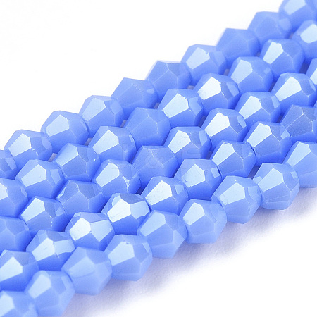 Opaque Solid Color Electroplate Glass Beads Strands EGLA-A039-P2mm-A19-1