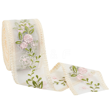 Polyester Embroidery Flower Lace Ribbons DIY-FG0004-74-1