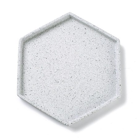 Hexagon Porcelain Flat Round Jewelry Plate DJEW-I015-03-1