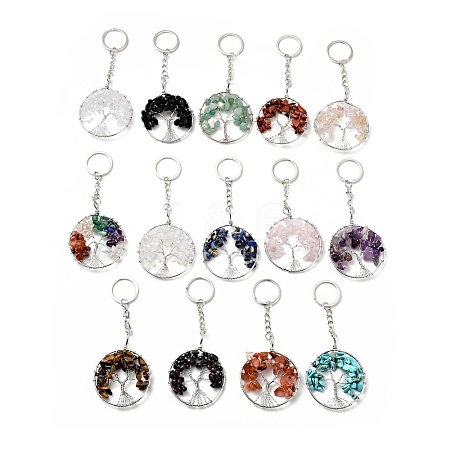 Tree of Life Natural & Synthetic Gemstone Keychain KEYC-G054-01P-1