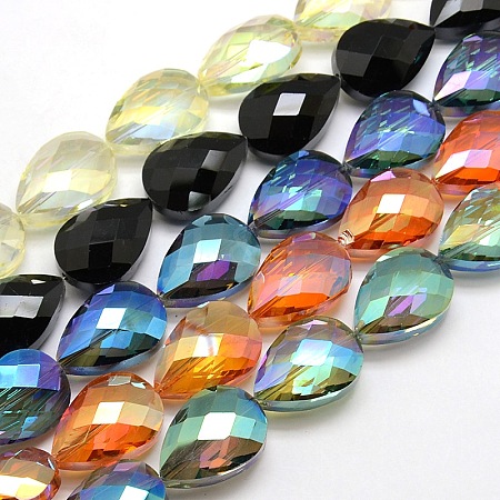 Electroplate Crystal Glass Teardrop Beads Strands EGLA-F067-M-1