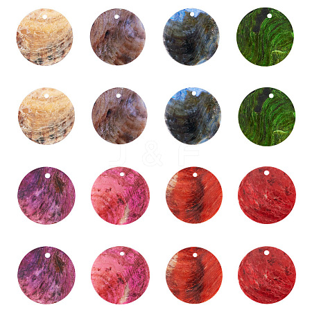 80Pcs 8 Colors Natural Akoya Shell Pendants BSHE-TA00020-08-1
