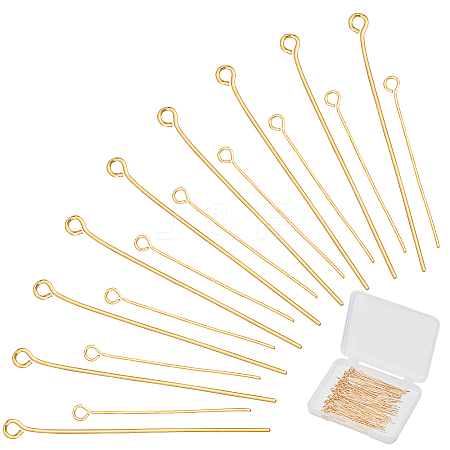 Beebeecraft 100Pcs 2 Style Brass Eye Pins KK-BBC0001-15-1