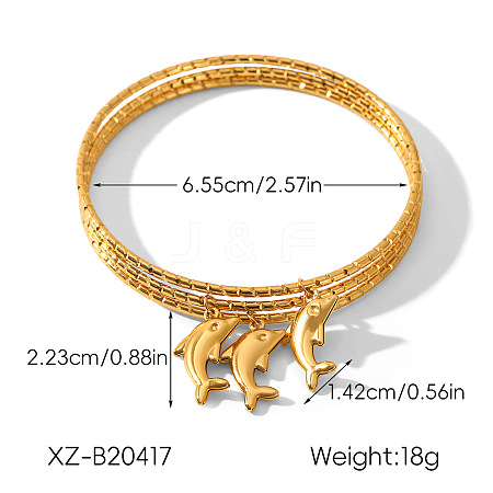 304 Stainless Steel Charm Bangle Sets WG97A59-02-1