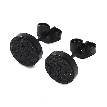 304 Stainless Steel Flat Round Stud Earrings EJEW-XCP0001-09C-1
