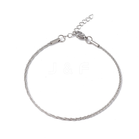 Non-Tarnish 304 Stainless Steel Bone Rope Chain Bracelet for Women BJEW-I311-01A-P-1