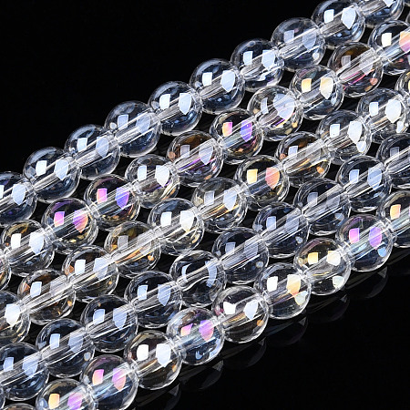 Electroplate Transparent Glass Beads Strands GLAA-T032-T4mm-AB13-1