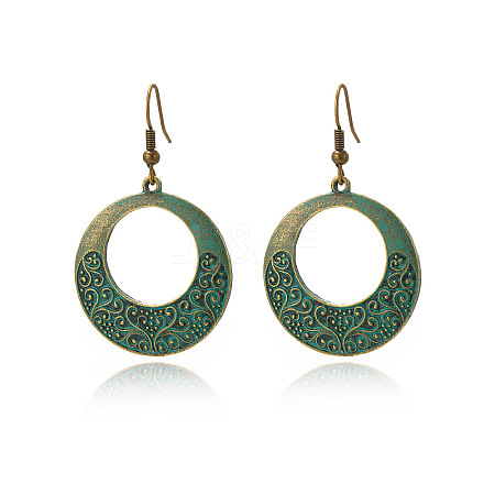 Bohemian Style Alloy Synthetic Turquoise Dangle Earrings FS-WG7654C-08-1
